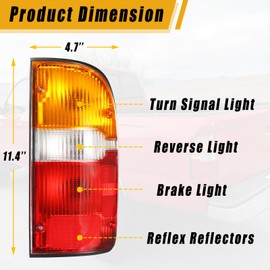 Boine Tail Light Compatible With 1995-2000 Toyota Tacoma Left Driver Side Rear Light Brake Lamps - Bulb and Harness Included 8156004030 TO2800116 (Left Driver Side)