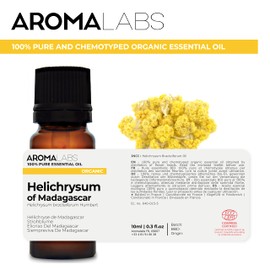 BIO - Helichrysum of Madagascar Essential Oil - 10mL - 100% Pure, Natural, Chemotyped and AB/Cosmos Certified - AROMA LABS (French Brand)