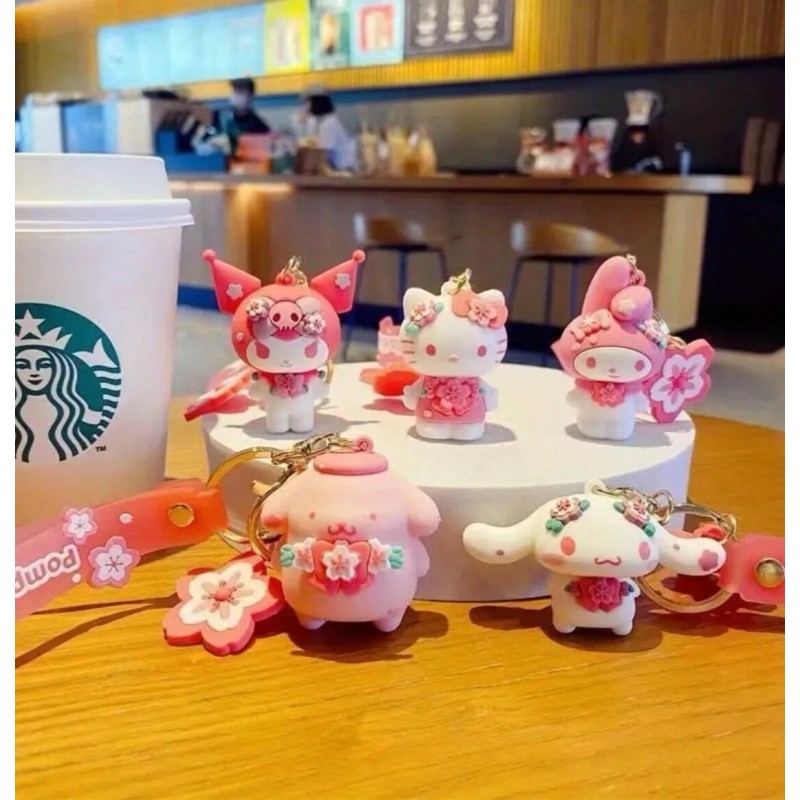 sanrio sakura keychain cherry blossom - Kuromi