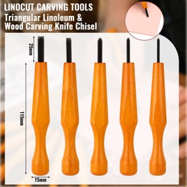 5 Pcs Linocut Carving Tools Plus 6 Pcs 4"x6" Soft Rubber Linoleum Blocks for Printmaking Stamp Carving Wood Linocut Tools V-Shaped Chisels for Beginner Artist Block Printing Craft