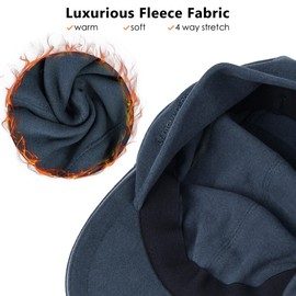 Sombrero de cola de caballo de forro polar para mujer, de doble capa, con calentador de orejas desplegable, diseño reflectante adecuado para correr en invierno, marino, 6 7/8-7 1/4