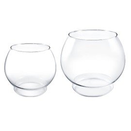 Glass Beta Goldfish Fish Bowl Round Vase Small Glass Round Vase for Weddings, Events, Decorating, Arrangements, Flowers, Office, or Home Decor (Large, 1 Gallon)