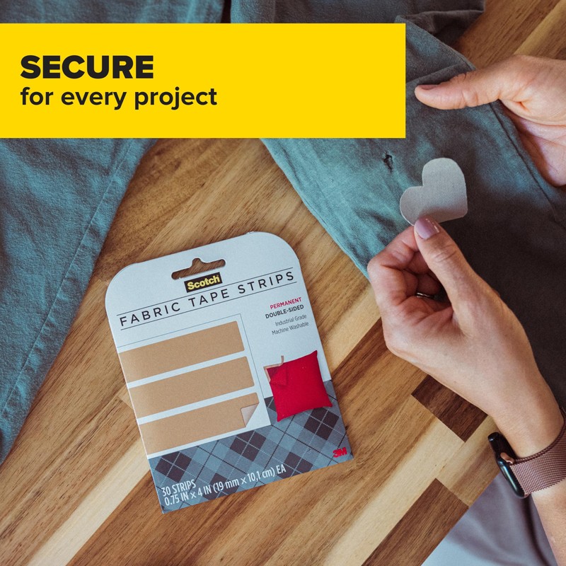 Scotch Permanent Fabric Tape Strips, 0.75 in. x 4 in.,