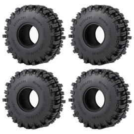 JGGZONE 4Pcs 1.1" RC Rubber Crawler Mud Terrain Tires Super Grip Soft Tyre OD 64mm RC Mud Tyres Tires with Foam Inserts Compatible with 1/18 Traxxa TRX4M Redcat Ascent-18 RC Car Upgrades (Black B)