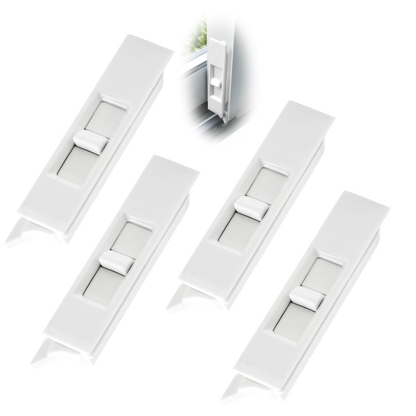 2 Pairs Tilt Latch,4Pcs Snap-in Spring Loaded Window Latch White