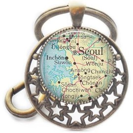 Llavero de mapa de Seúl, llavero de mapa de Seúl, joyería de mapas, llavero de Seúl, mapa de llavero de Seúl, mapa de llavero de Seúl, A0105