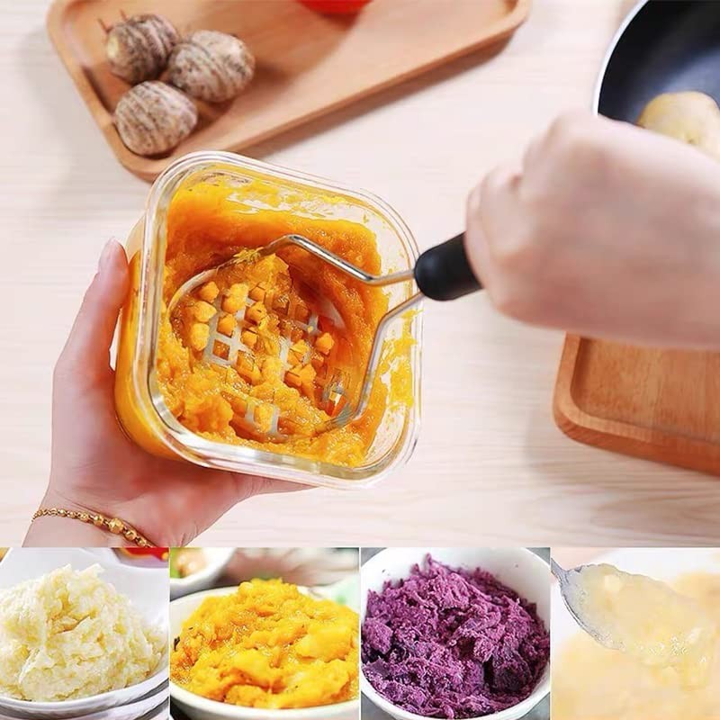 AIMALL Stainless Steel Potato Masher 10.2 Inch Vegetable Fruit Press