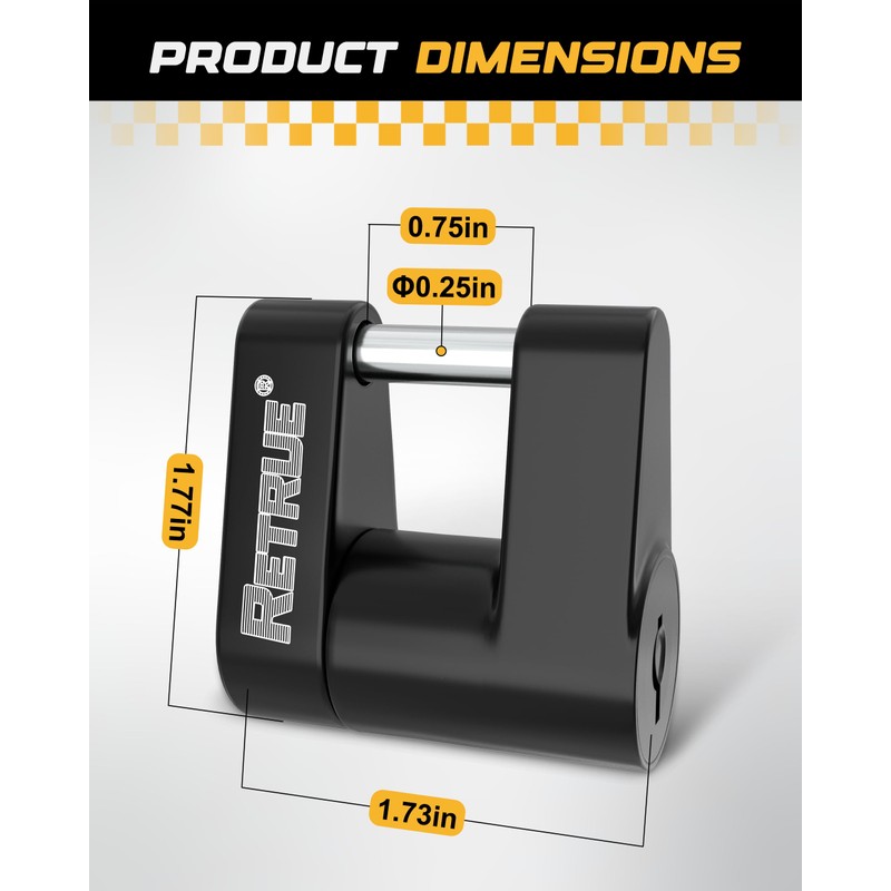 RETRUE Trailer Tongue Coupler Lock, Trailer Hitch Lock,Dia 1/4 Inch,