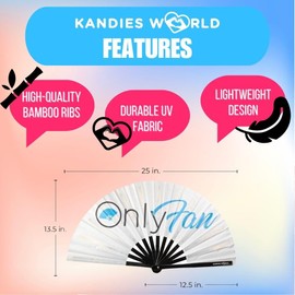 Landies World Custom Festival Folding Hand Fan - Unique Designs, Made of Bamboo, Clacking Sound, Lightweight - Perfect Rave and Festival Accessory!… (Onlyfan)