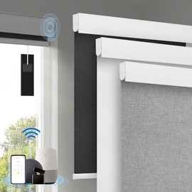 Motorized Blinds with [Free Solar Panels] Upgraded Smart Blinds, Blackout Electric Blinds with Remote，Automatic Roller Shades for Windows Work with Alexa Google Home