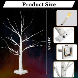 Tuanse Easter Decorations, Set of 6 White Birch Tree with LED Lights White Easter Tree 2ft 24 LED Lights Battery Powered Tree for Wedding Home Table Centerpiece Indoor Outdoor Decoration