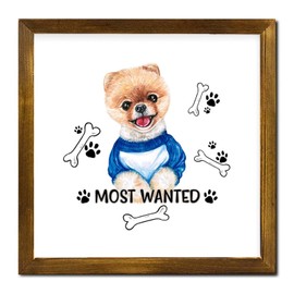 Saint Bernard Framed Wood Sign Most Wanted Funny Dog Quote Wooden Wall Art Animal Paw Print with Dog Bone Farmhouse Home Living Room Kitchen Decor Dog Dad Gift 12"x12"