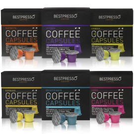 Bestpresso Coffee for Nespresso Machine 120 pods Espresso MIX + 1 Pack Decaf