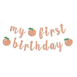 Peach My First Birthday Banner, Sweet One, Fruit Theme First Birthday Bunting Sign for Kids, Happy 1st Birthday/Baby Shower Party Decorations Supplies