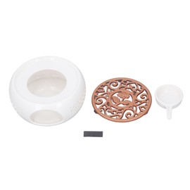 Ceramic Teapot Warmer Hollowed Pad Concave Bottom Practical Multifunction Teapot Heater for Family Office Cafe