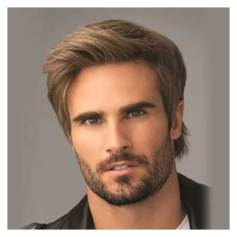 Genovation-MSW-17 Pelucas Cortas Rectas Marrones Para Hombre, Cosplay