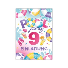 Junapack 12 Invitations for 9th Children's Birthday Swimming Pool Invitations Ninth Birthday Girls Pool Party
