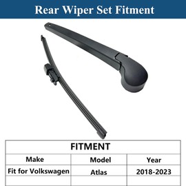 Rear Windshield Wipers Blade Arm Set for Volkswagen Atlas 2018-2023 Back Glass Wiper Arm Blade Replacements All Seasons Fit, Replacement OE: 3CN-955-427-03C