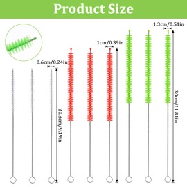 Qianyu 9 Pcs Colored Straw Cleaner Brush Extra Long Straw Brushes 12 Inch Cleaning Brush Reusable Tube Brushes for Sippy Cup Water Bottle Drinking Cleaning Metal Silicone Plastic Bamboo Glass