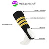 Baseball Stirrups by TCK Pattern D (Black/Gold/White, Large)