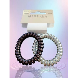 Mibella Spiral-Haargummis, 2er Set, Silber und Anthrazit, Telefonkabel-Design 21348