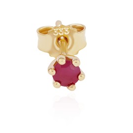 NKlaus Pair or Single Genuine Ruby Stud Earrings 333 Yellow Gold 8 Carat 3.5 mm Women's Earrings Small, Yellow Gold