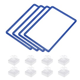 MECCANIXITY 4pcs Magnetic Label Holder, 12 x 9 Inch A4 Shelf Label Card Sign Frame with Magnets Base Warehouse Shelf Labeling Card Inserts Plastic Protectors for Metal Shelf Rack, Blue