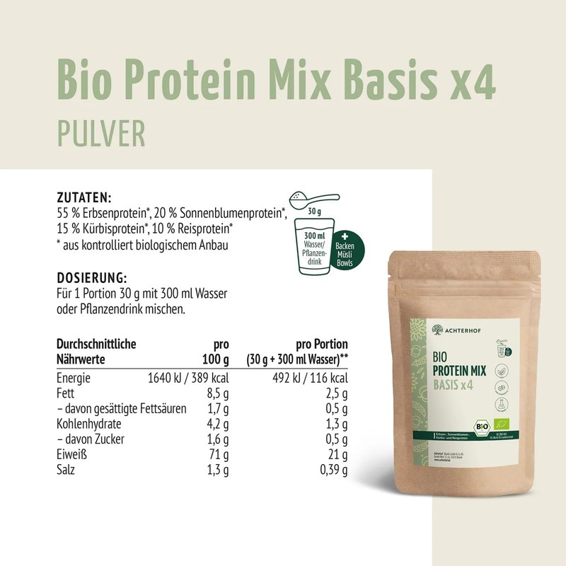 Organic Protein Base Mix x4 500g | 4 Vegetable Proteins