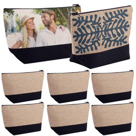 Framendino, Sublimation Blanks Cosmetic Bags Transfer Makeup Bag with Zipper, Linen Color, 10 Pack