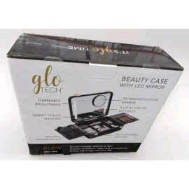 Glo Tech Beauty Case With LED Mirror Black Opened Box