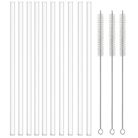 Wzenclave 10 Popotes Reutilizables para 40 oz - Popotes de Plástico con 3 Cepillos de Limpieza Compatible con Termos Grandes (14 a 40 oz) - Ideal para Casa, Oficina y Viajes
