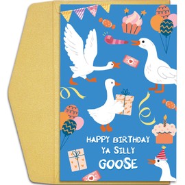 Qiliji Qiliji Silly Goose Birthday Card for Him Her, Funny Goose Birthday Card for Friend, Cute Birthday Card for Son Daughter, Happy Birthday Card for Boyfriend Girlfriend Husband Wife