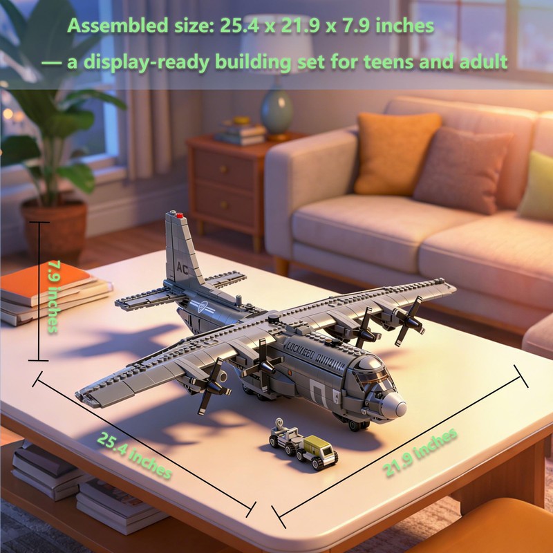 Gonli AC-130 Gunship Airplane Building Blocks 1713PCS WW2 Plane Model