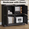 IRONCK Bookshelves and Bookcases with 4 Doors, 6-Tier Bookshelf with