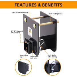 Ohuhu RV Bumper Hitch 2" Receiver Adapter with Pin & Cover,...