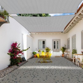 FLORALEAF Rectangle Sun Shade Sail 11' x 20' for Patio Backyard Permeable Canopy Awning Sail Shade Cloth for Lawn Garden Outdoor Activities Light Grey