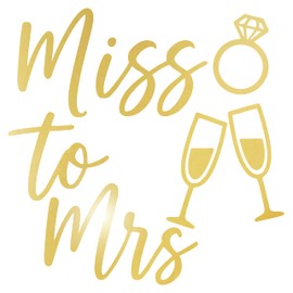 Bachelorette Party Decoration Miss to Mrs Vinyl Decal – Bridal Shower Decor Wall Sticker, Engagement Party Interior, Elegant Wedding Celebration Backdrop Lettering ig6631 (15 in X 15 in)