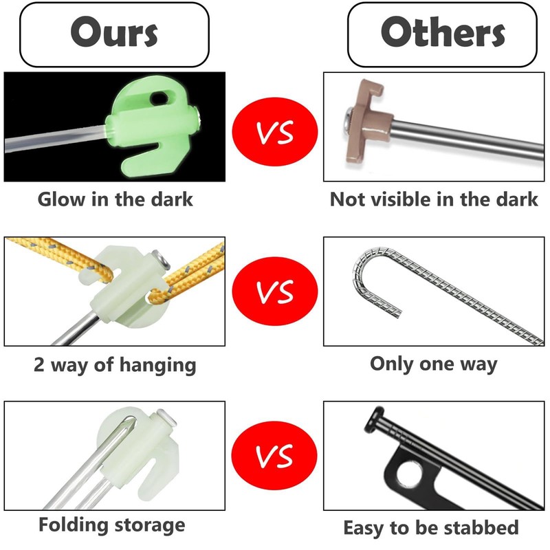 Camping Tent Stakes with Light | Camping Pegs for Canopies