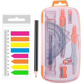 Maths Geometry Kit Protractor and Compass Set Orange