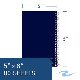 Roaring Spring Lefty Spiral Journal, College Ruled Small Left Handed Notebook, 8" x 5", 80 Sheets, Assorted Color Covers