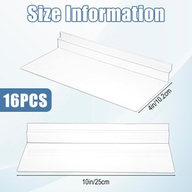 16 Pack Slatwall Shelves Hanging Accessories, 4 x 10 Inch Clear Slatwall Wire Shelf for Wall, Home Shoe Stores Boutiques Supplies