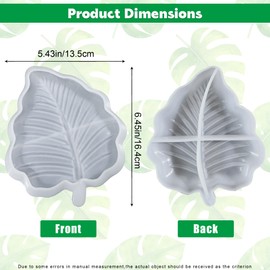 Heyiminy Leaf Silicone Molds for Resin, Large Tray Mold for Epoxy Resin, 3D Leaf Jewelry Plate, Concrete, Plaster, and Clay Casting Molds for Art, Storage Container, Trinket Dish, Home Decor