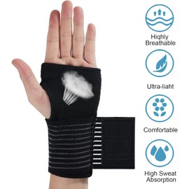 Muñequeras de Compresión, LONROI 2 Piezas Muñequera Soporte Férula, Soporte del Pulgar Muñeca, Muñequera Deportivas, Protección para Túnel Carpiano Mujeres Hombres