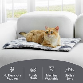 Petace Self-heating Cat Bed 60 x 45 cm, Pet Self-warming Bed, Electric-Free Heated Cat Mat, Warm Dog Blanket Pad Machine Washable, Gray