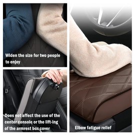 Ygapuzi Leather Armrest Cover for Car, Waterproof Car Center Console Cover Universal Arm Rest Cushion Cover Protection Pad Car Interior Decor Accessories for SUV, Truck, Vehicle (Black)