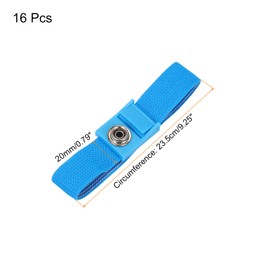 sourcing map 16 Pack ESD Anti Static Wrist Strap Adjustable Antistatic Bracelet Set Wire Alligator Clip for Computer Electronics Repair Blue
