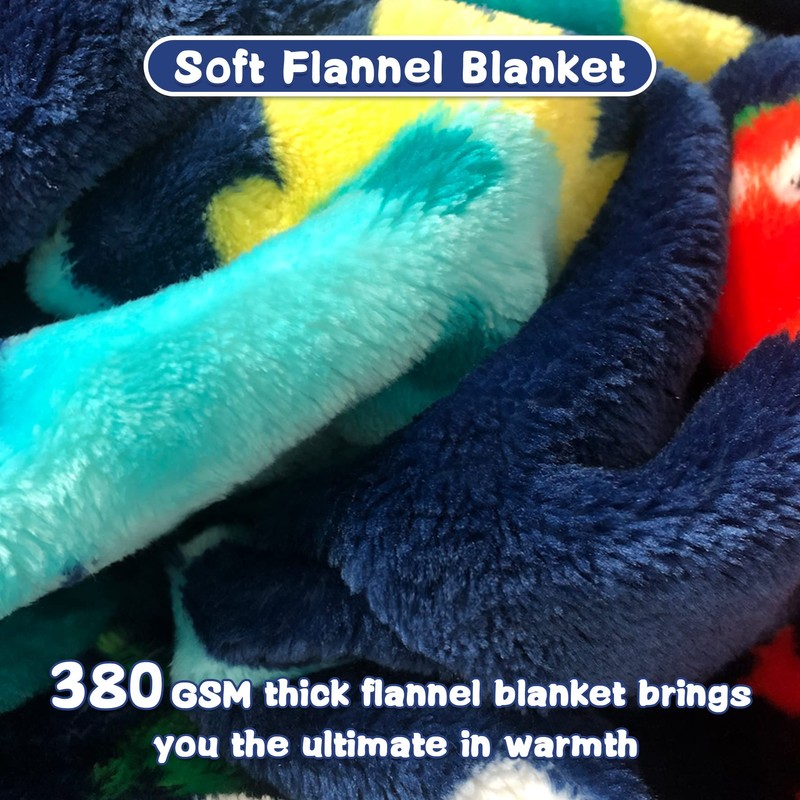 Lukeight Dinosaur Toddler Blanket for Boys and Girls, 380GSM Thick