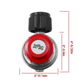 MCAMPAS 0-20Psi Kit de válvula reguladora de propano ajustable de alta presión. Válvula reguladora QCC1 y válvula de servicio de tanque POL LP, conector de púas de manguera de 5/16 pulgadas y 1/4