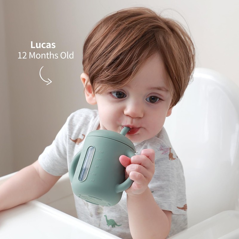 SAMiGO Silicone Sippy Cup, Baby Straw Cup for 6 12