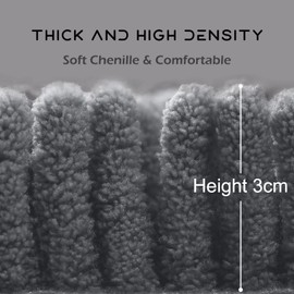 smiry Non-Slip Toilet Mat Extra Soft Absorbent Pedestal Mat for Toilet Thick Shaggy Chenille Bath Mat Machine-Washable Dry Bathroom Floor Mat, 50 x 60 cm, Dark Grey